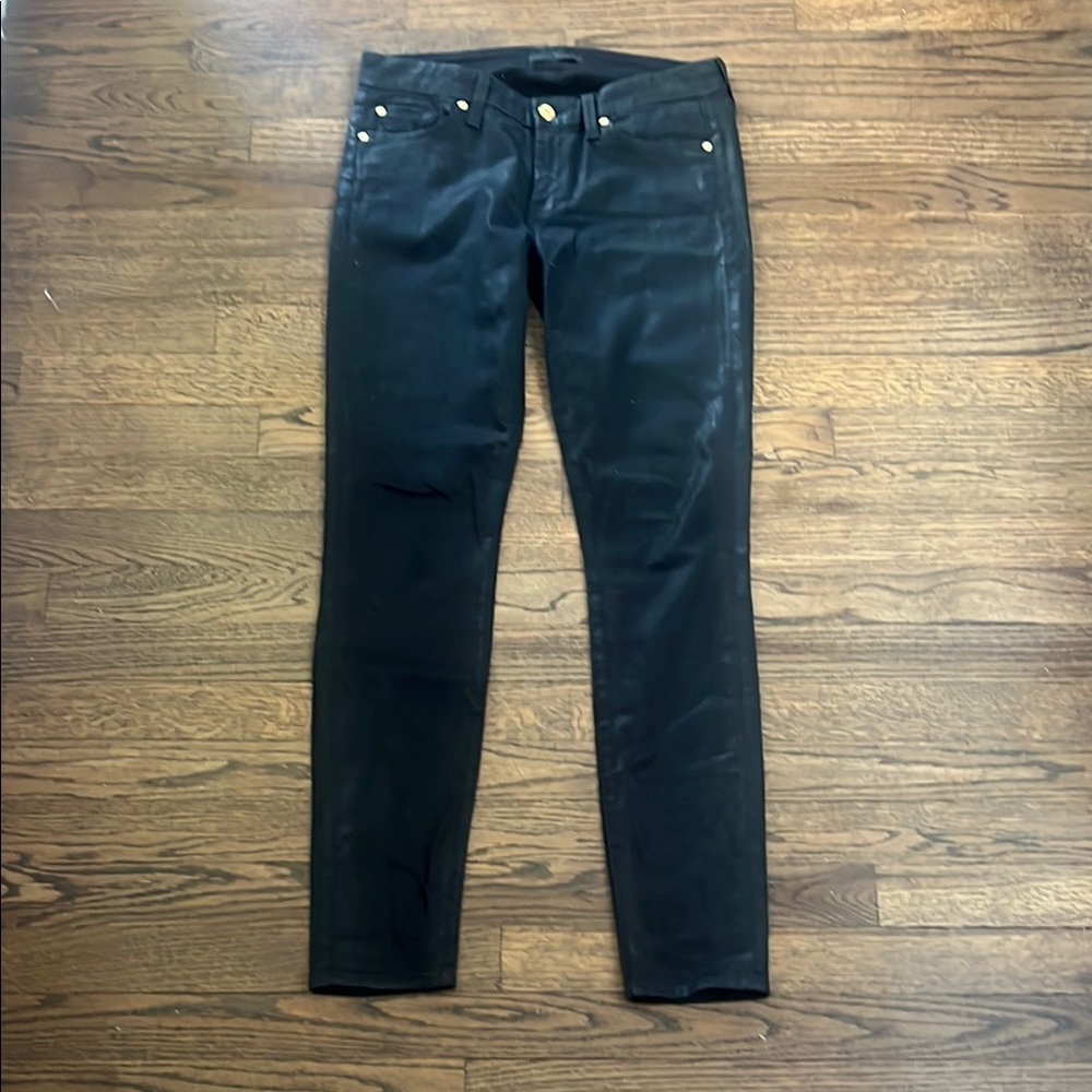 7 For All Mankind Black Coated Leather Looking sz 28 pants